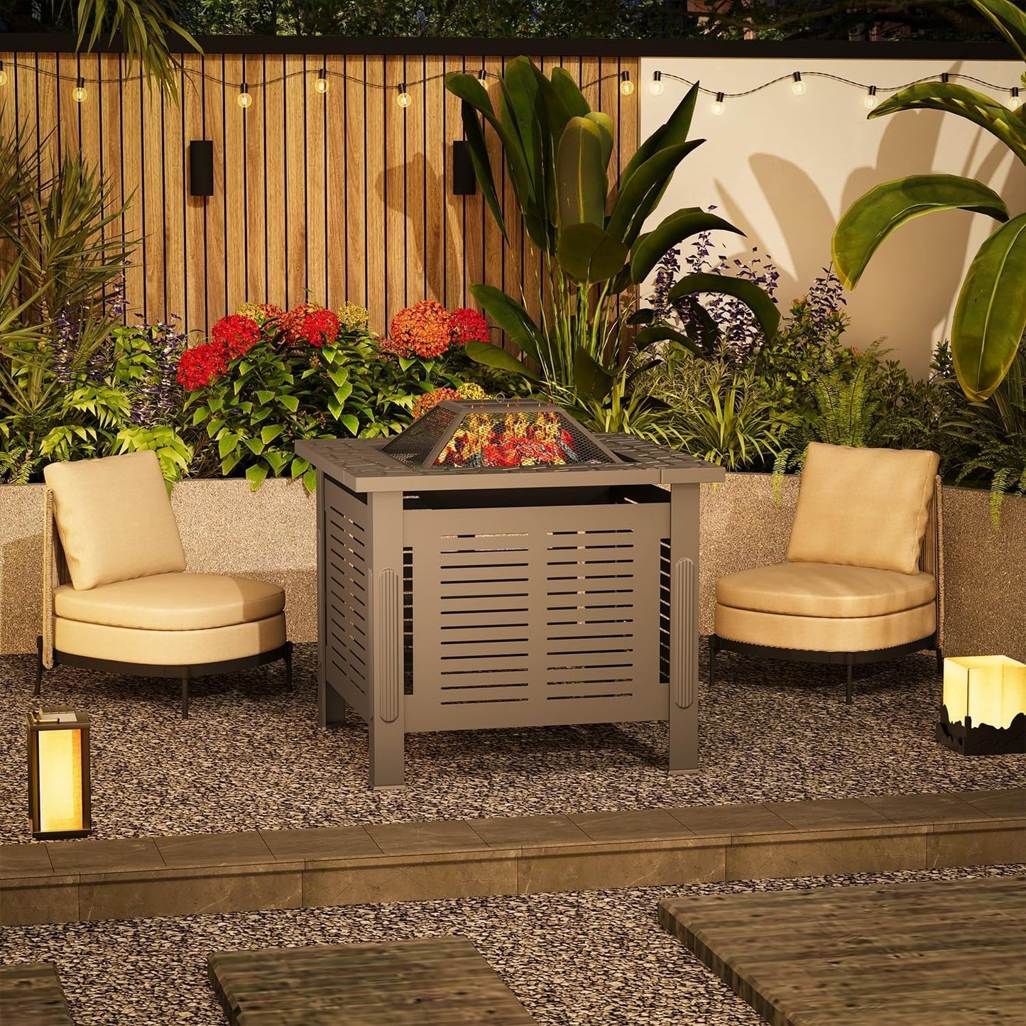 YODOLLA 30 Inch Fire Pit Table, Black