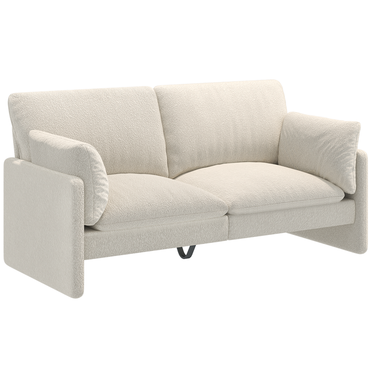 YODOLLA 68" Teddy Velvet Loveseat, Comfy 2-Seater Sofa, White
