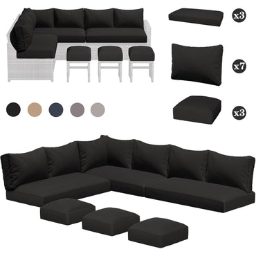 YODOLLA Memory Foam Cushions and Covers, Black
