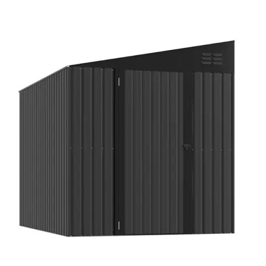 YODOLLA Outdoor 6' x 8' Metal Wall Side Lean to Storage Shed, Dark Gray