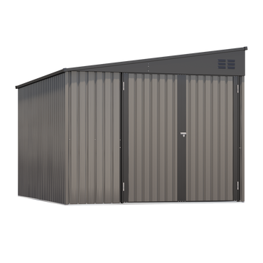 YODOLLA 8x10 Lean-to Shed, Outdoor Storage Shed, Gray