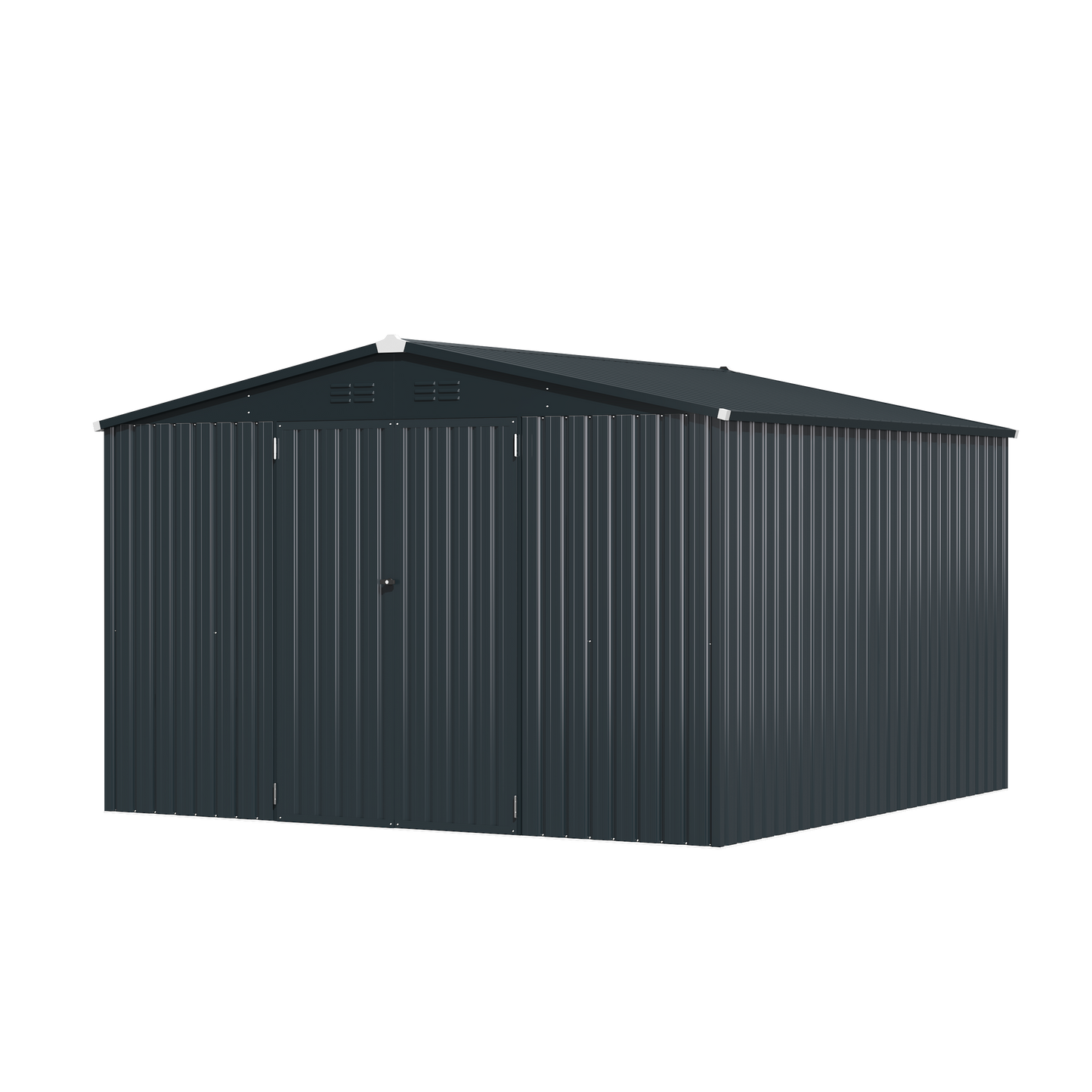 YODOLLA 10'x10' Metal Storage Shed, Dark Grey