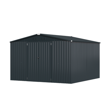 YODOLLA 10'x10' Metal Storage Shed, Dark Grey