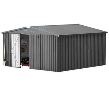 YODOLLA Shed 12' x 12' Storage Shed, Dark Grey