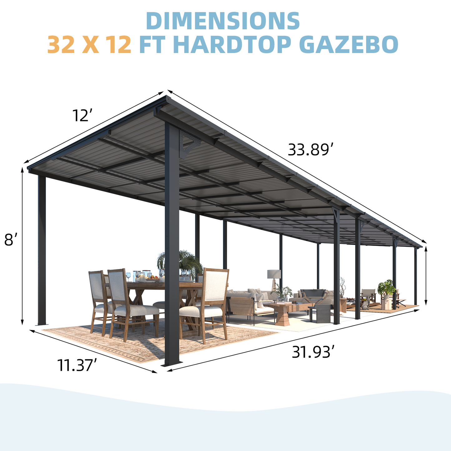 YODOLLA 8'/10'/12' Wide Wall-Mounted Gazebo Pergola Connector