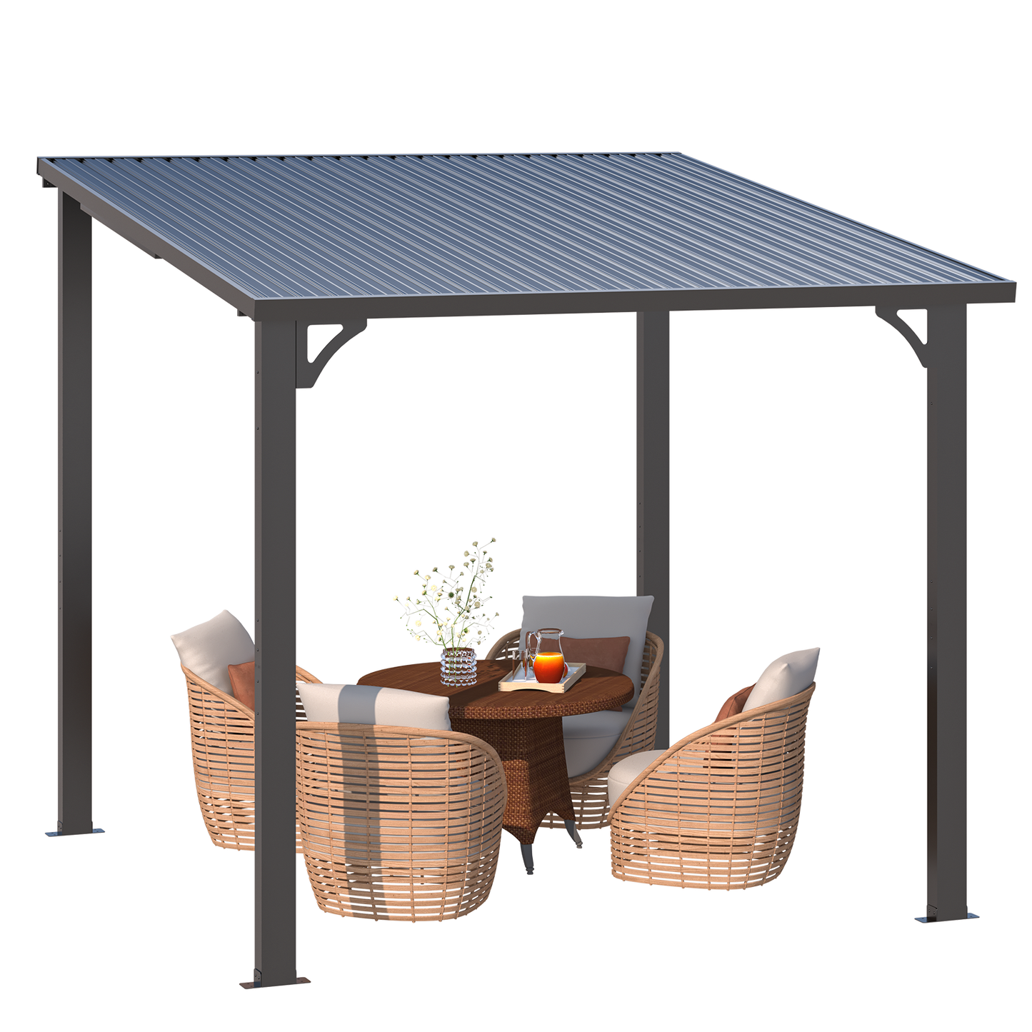 YODOLLA 8' x 8' Outdoor Pergola Hardtop Gazebo,Dark Grey