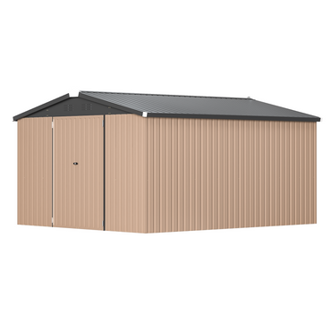 YODOLLA 10x14 Metal Outdoor Storage Garden Shed, Brown