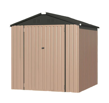 YODOLLA 7' x 7' Storage Metal Shed Large Outdoor Sheds, Brown