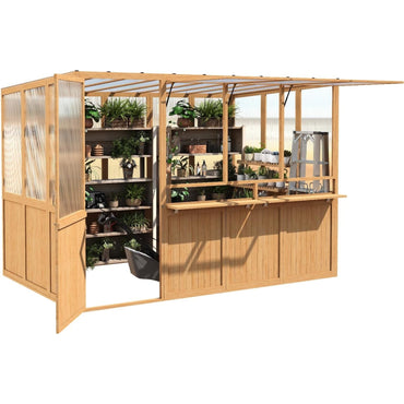 YODOLLA 6x10 FT Wood Greenhouse for Outdoors
