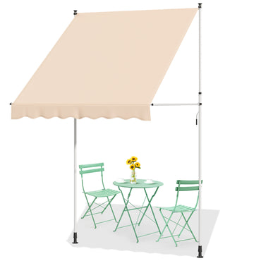 YODOLLA 59”×47” Manual Retractable Awning, Beige