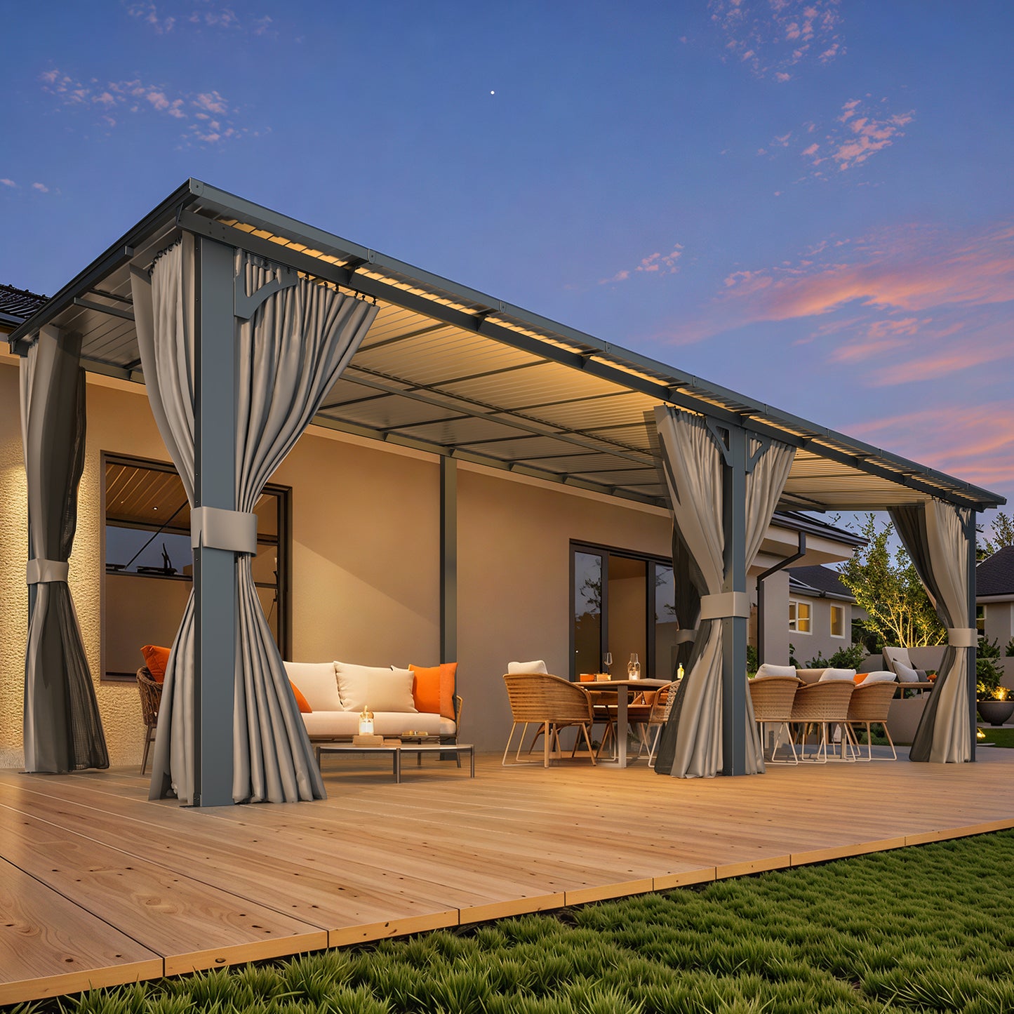 YODOLLA 20' x 10' Outdoo Gazebo for Patio with Curtains and Netting