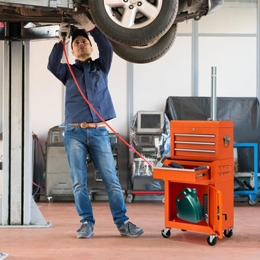 YODOLLA 4-Drawers Heavy Duty Tool Cart with Wheels, Orange