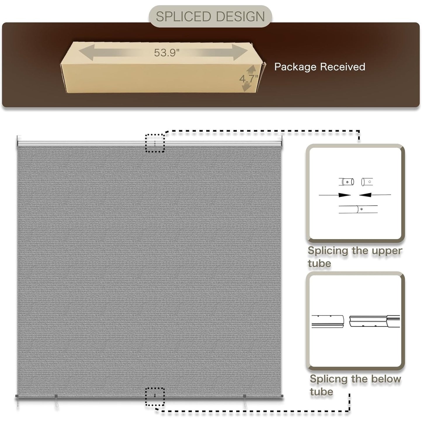 YODOLLA Outdoor Roller Shade, Sun Shade Cover Canopy with 99% UV Protection, Gray