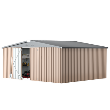 YODOLLA 14x12 Metal Storage Shed Outdoor Shed, Brown