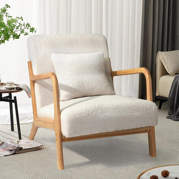 YODOLLA Accent Chair Reading Armchair, Teddy Fleece White