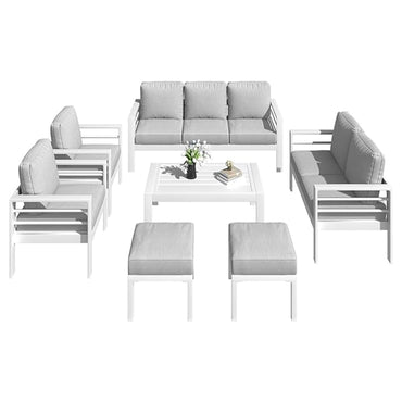 YODOLLA 7-Piece Patio Set, Light Gray Cushions