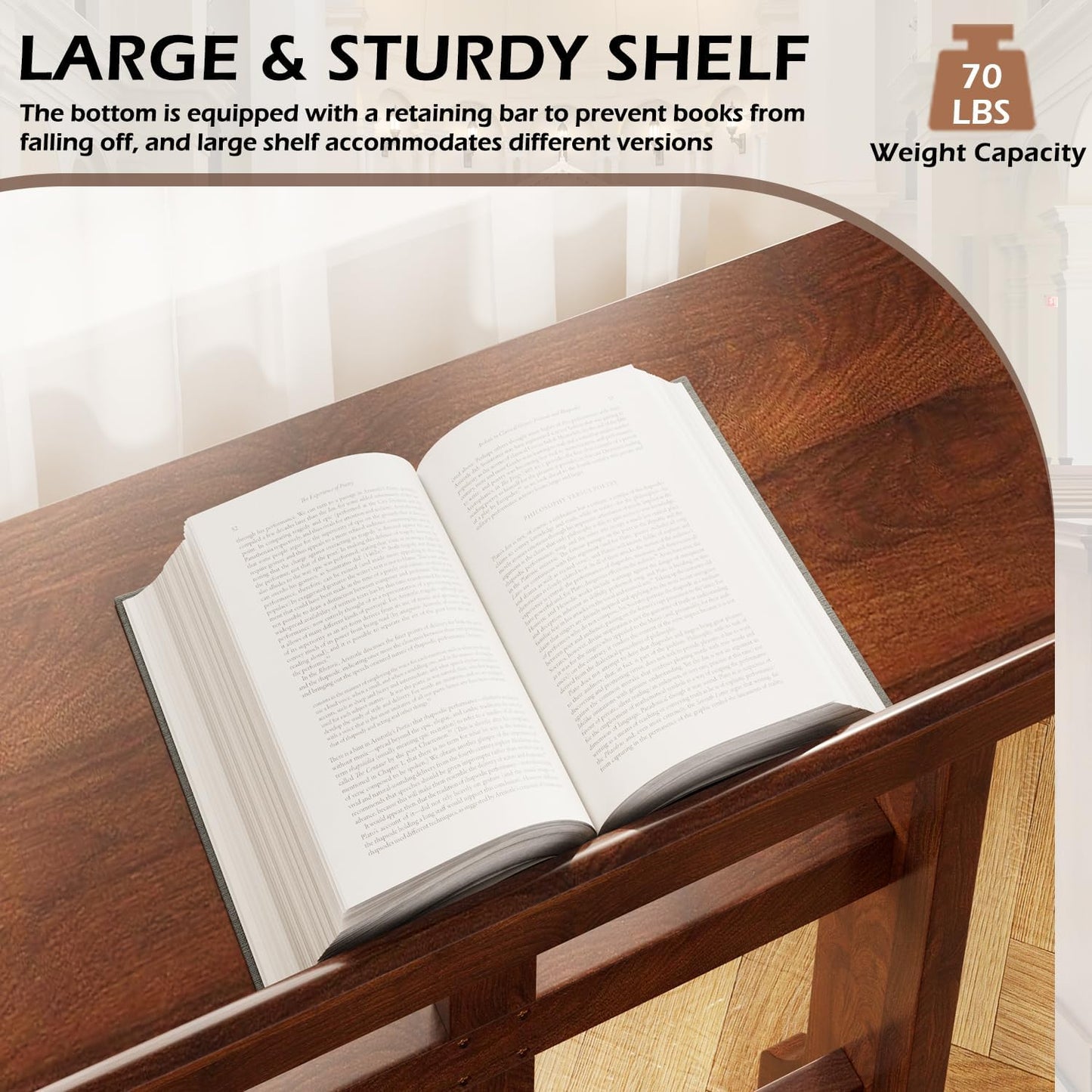 YODOLLA Acacia Wood Prayer Kneeler Bench with Storage Shelf & Soft Cushion