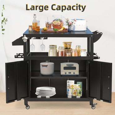 YODOLLA Outdoor Grill Cart Kitchen Storage Cabinets Island with Wheels