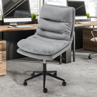 YODOLLA Office Chairs Swivel Desk Chair, Faux Leather Gray