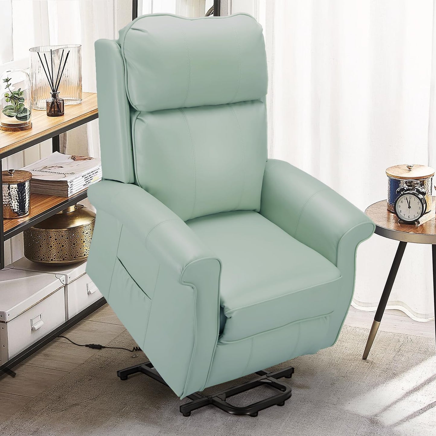 YODOLLA Electric Power Lift Recliner Chair for Elderly, Faux Leather, Mint Green