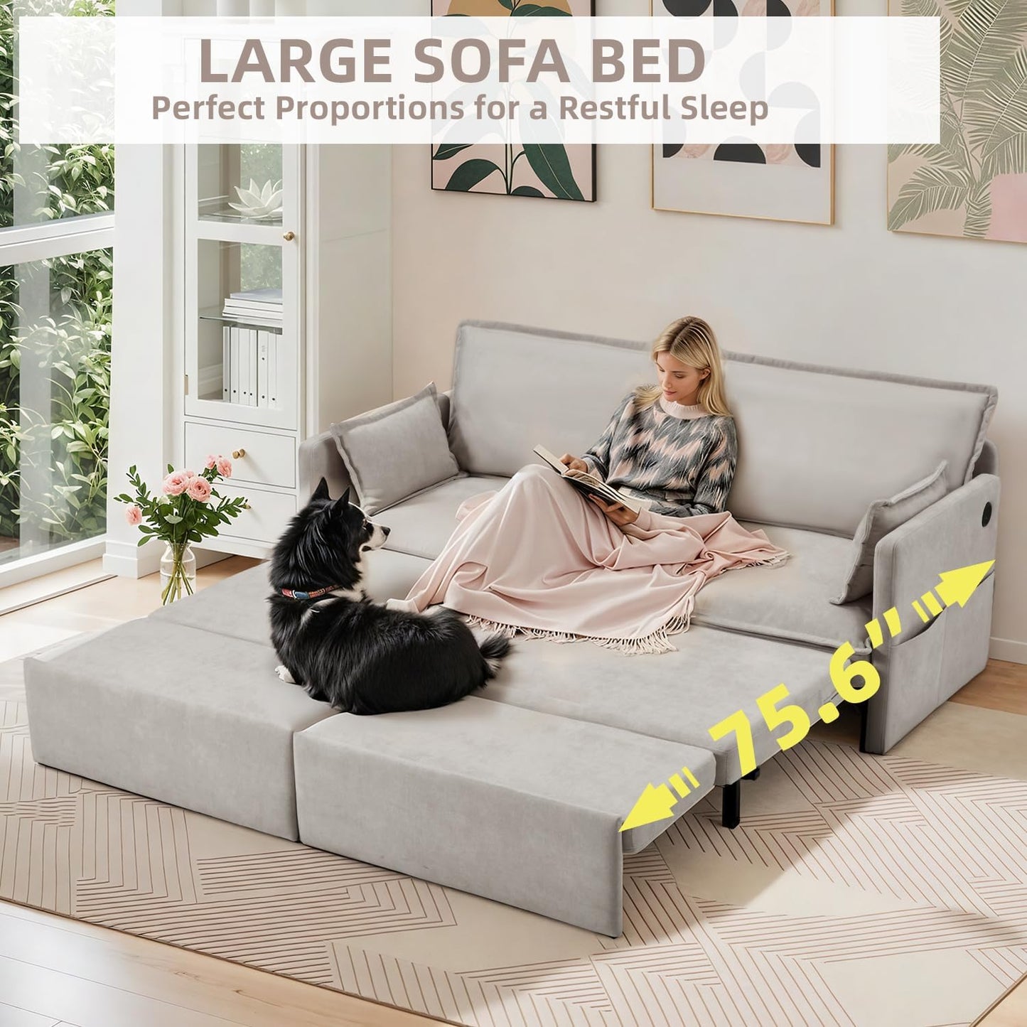 YODOLLA 72" 3 in 1 Sofa Bed Pull Out Couch Sleeper Sofa Bed