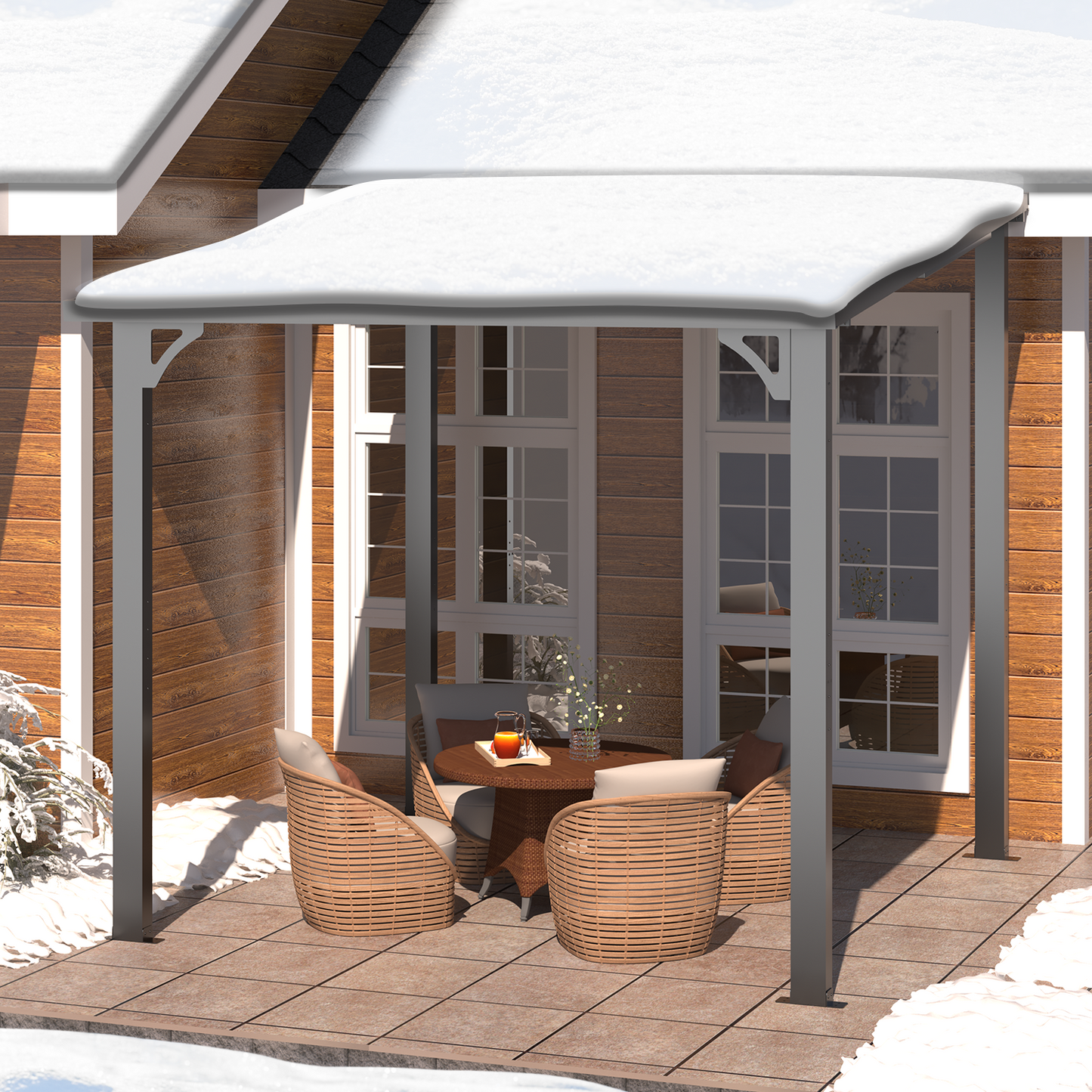 YODOLLA 8x8 Pergola, Dark Grey Metal
