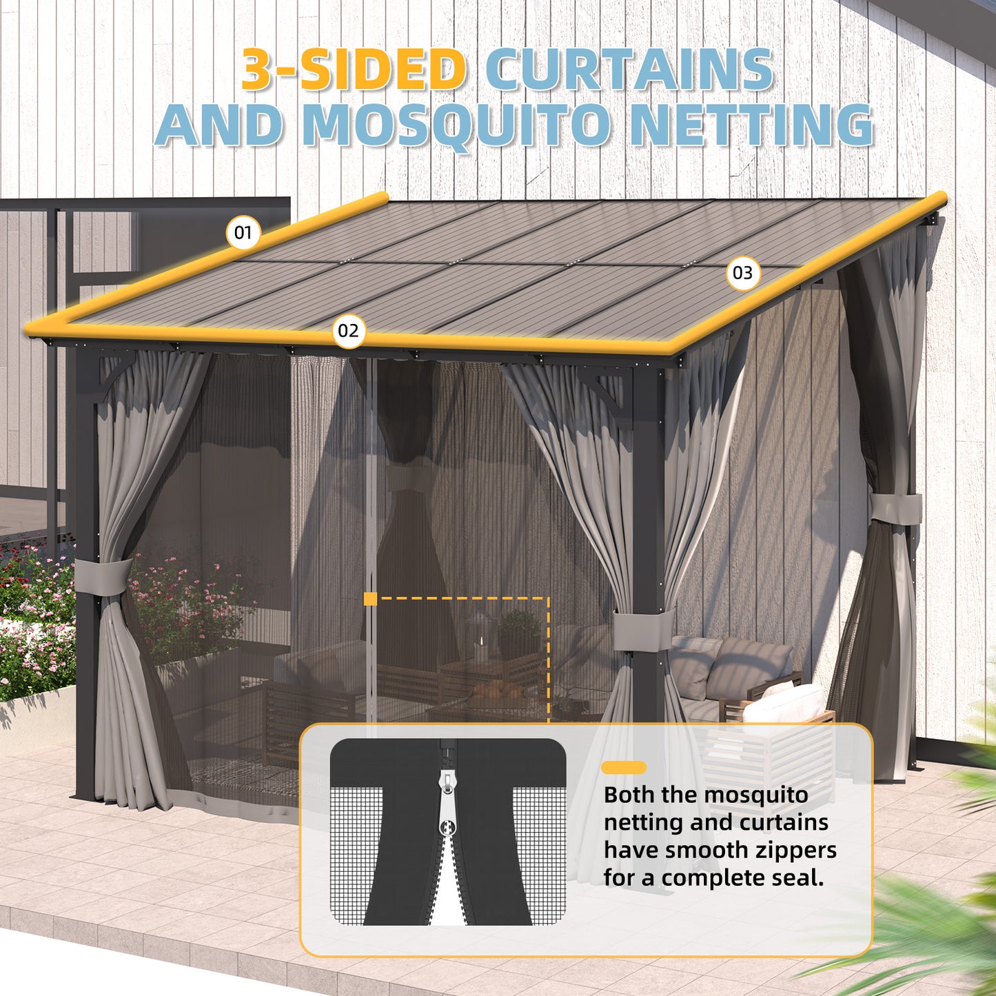 YODOLLA Metal 10x8 Gazebo with Netting