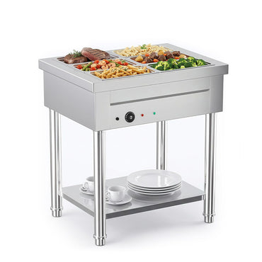 YODOLLA Commercial Food Warmer 1500W Electric Steam Table with 6x6QT Pans & Shelf
