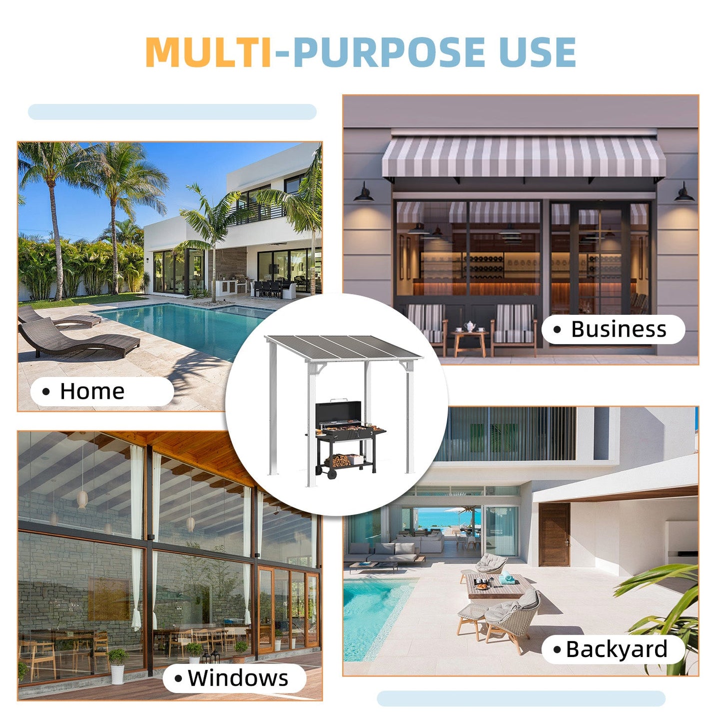 YODOLLA 8' x 5' Wall Mounted Gazebos Pergola, White