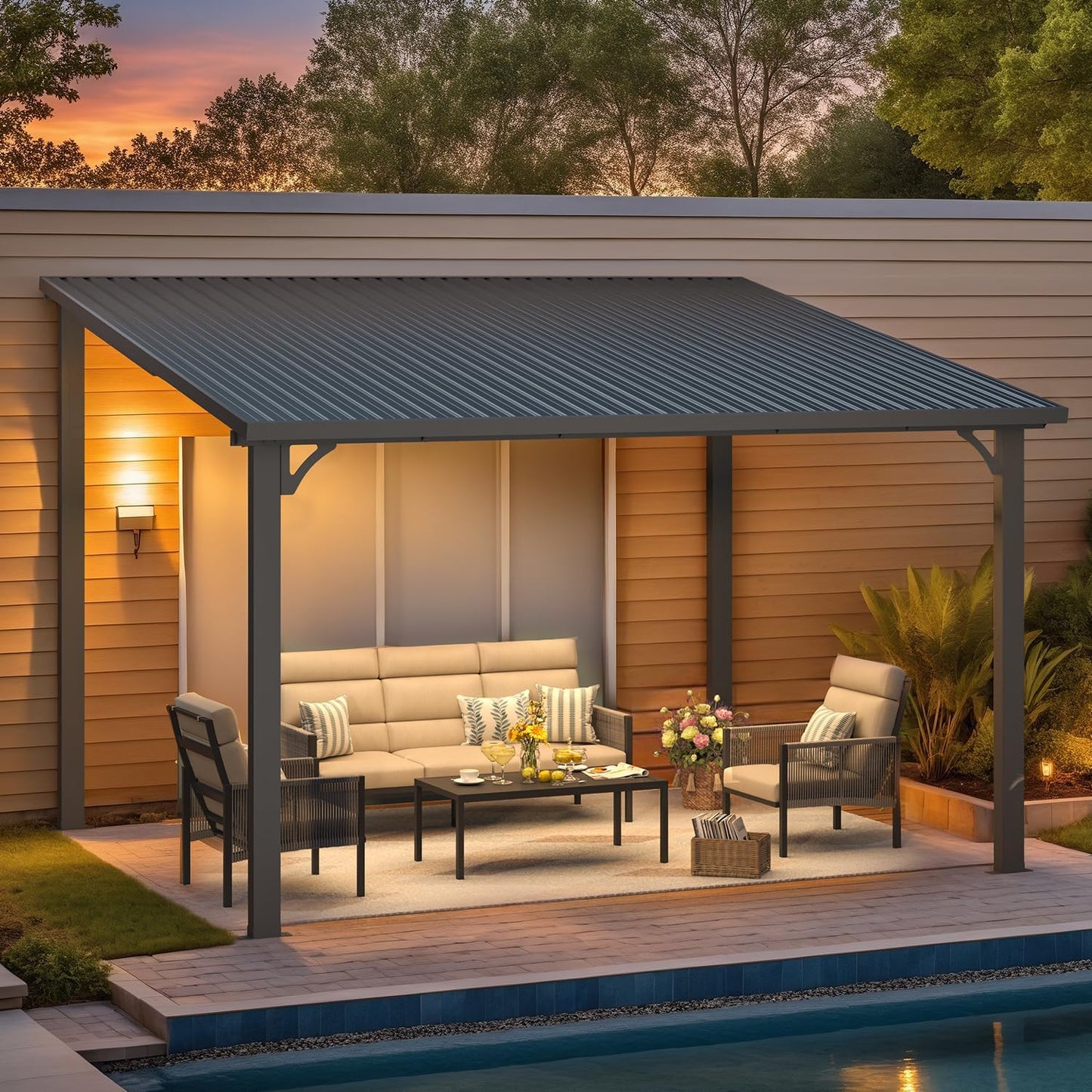 YODOLLA 12' x 10' Outdoor Hardtop Pergola Gazebo for Patio