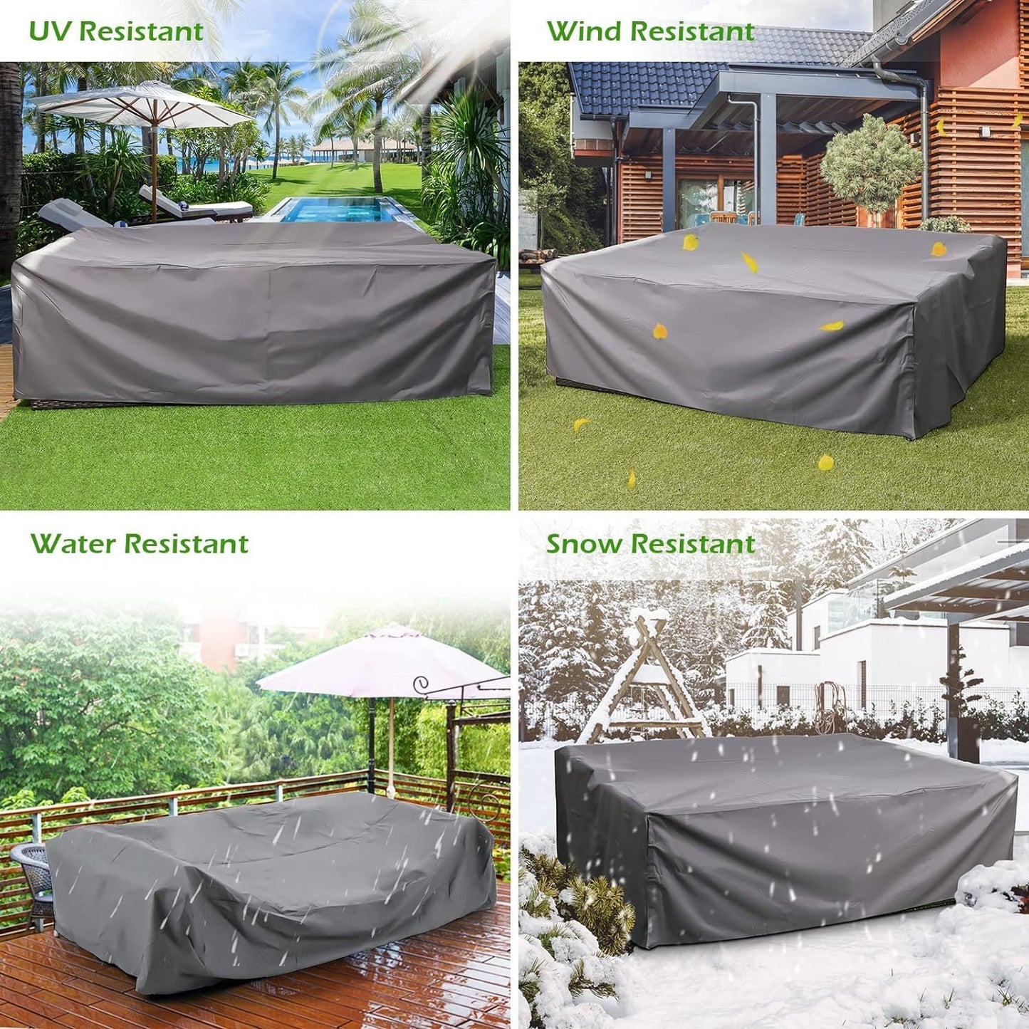 YODOLLA 90.5"x72.5"x27.5" Patio Furniture Set Cover Outdoor Table and Chair Set Covers, Gray