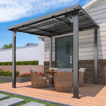 YODOLLA 8' x 8' Outdoor Pergola Hardtop Gazebo,Dark Grey
