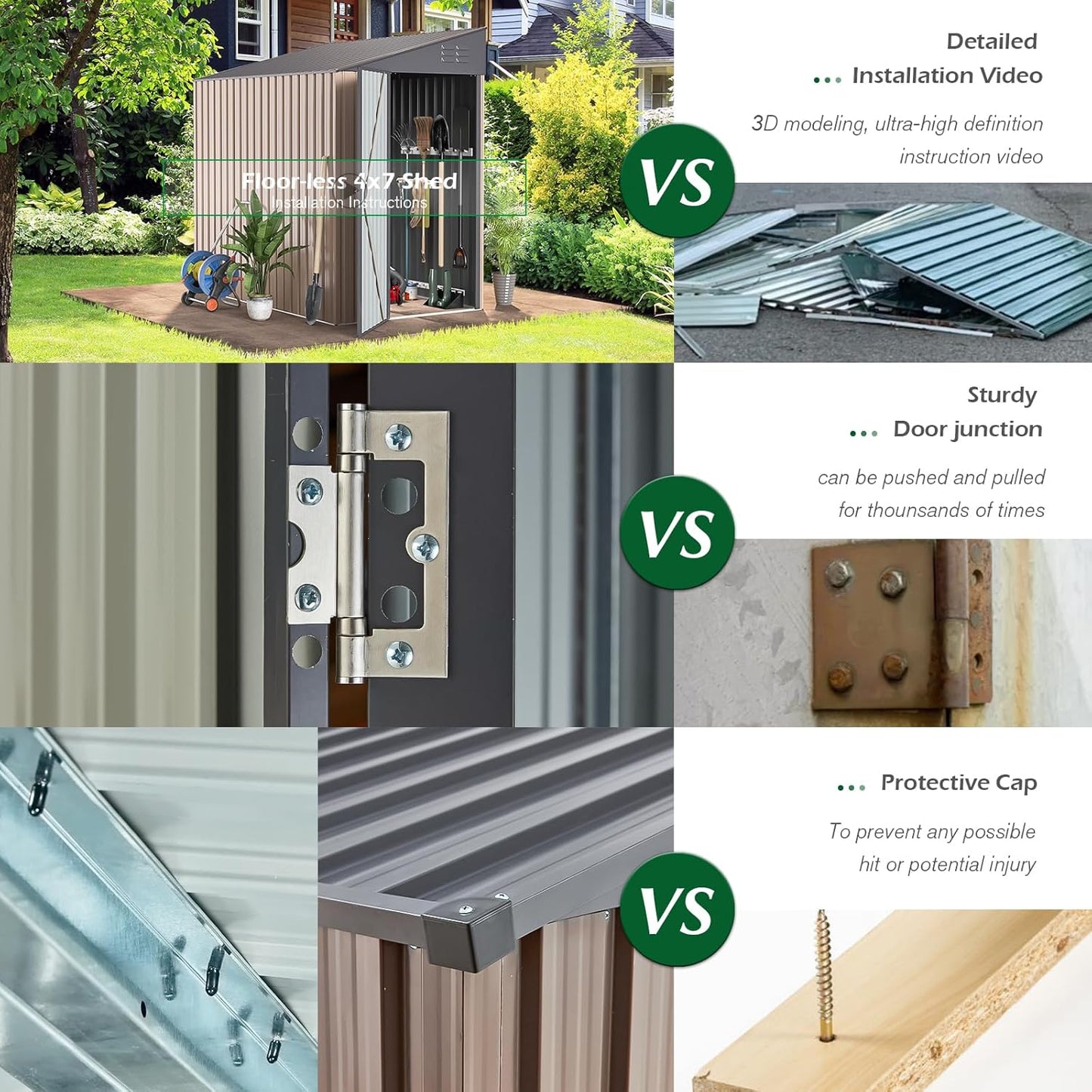 YODOLLA 4' x 7' Outdoor Lean to Storage Shed, Grey