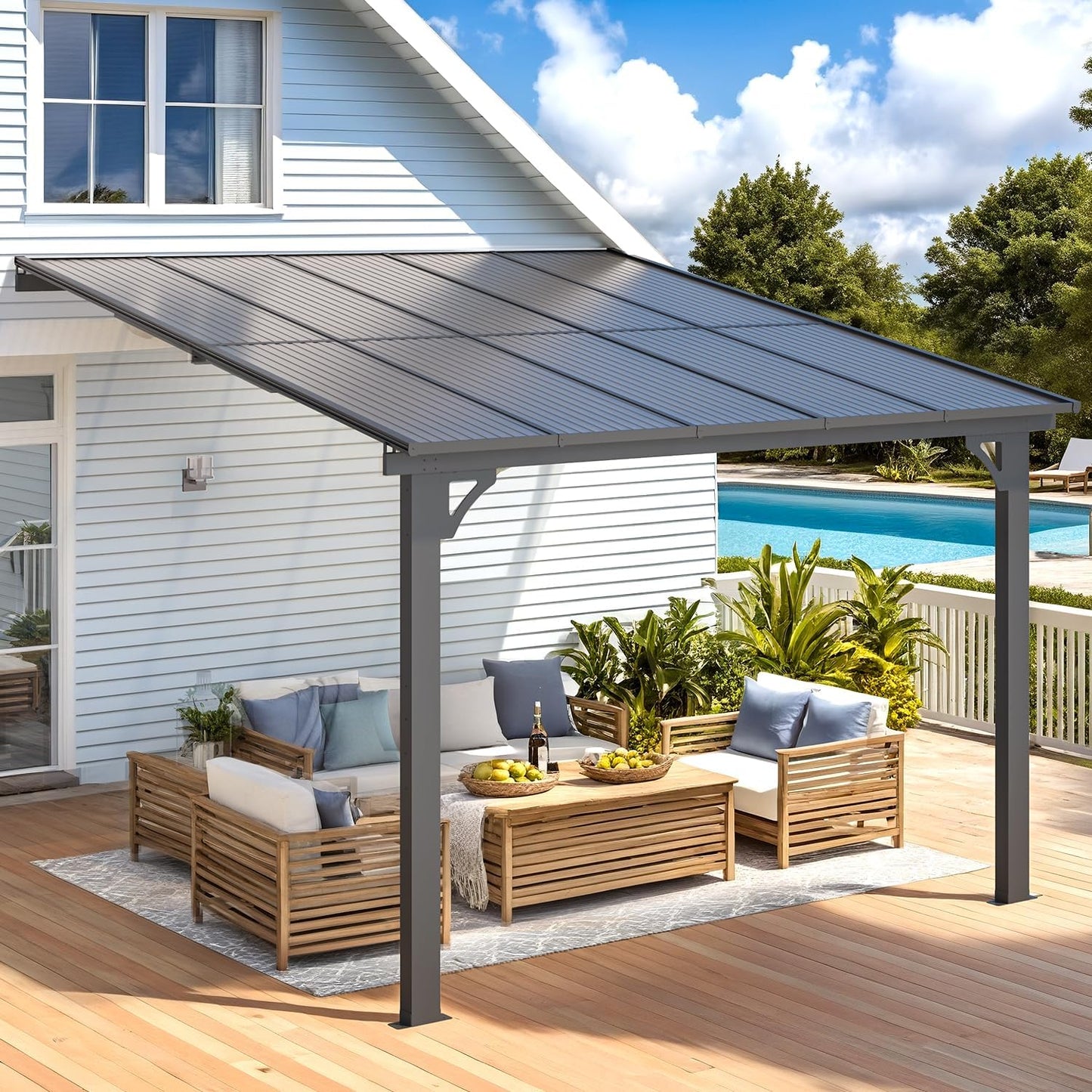 YODOLLA 10' × 10’ Adjustable Height Outdoor Gazebo Pergola for Patio