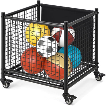 YODOLLA Ball Cart Storage, Rolling Basketball Bin with Wheels