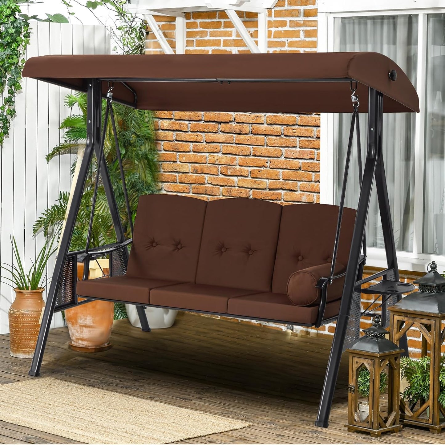 YODOLLA outdoor swing with cushion for comfort