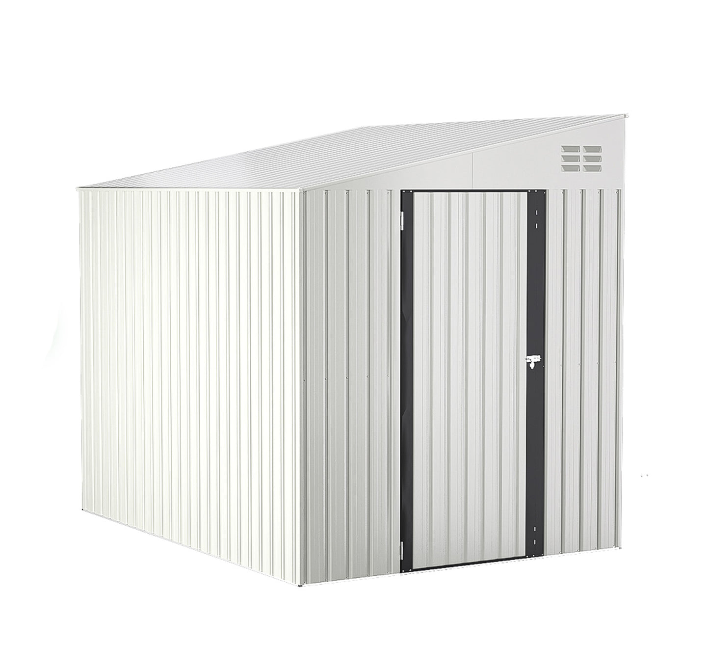 YODOLLA Outdoor 6' x 8' Metal Wall Side Lean to Storage Shed, White