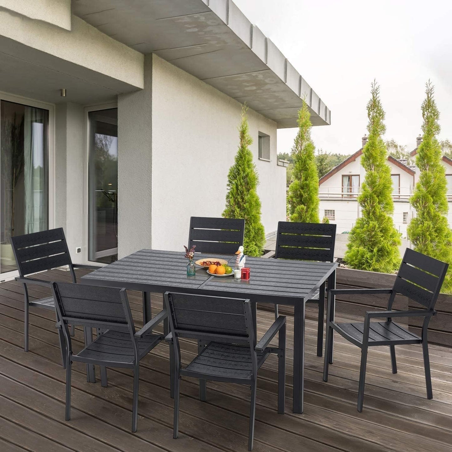 YODOLLA Dining Set, Patio 7 Piece Aluminum Patio Table and Chairs Set