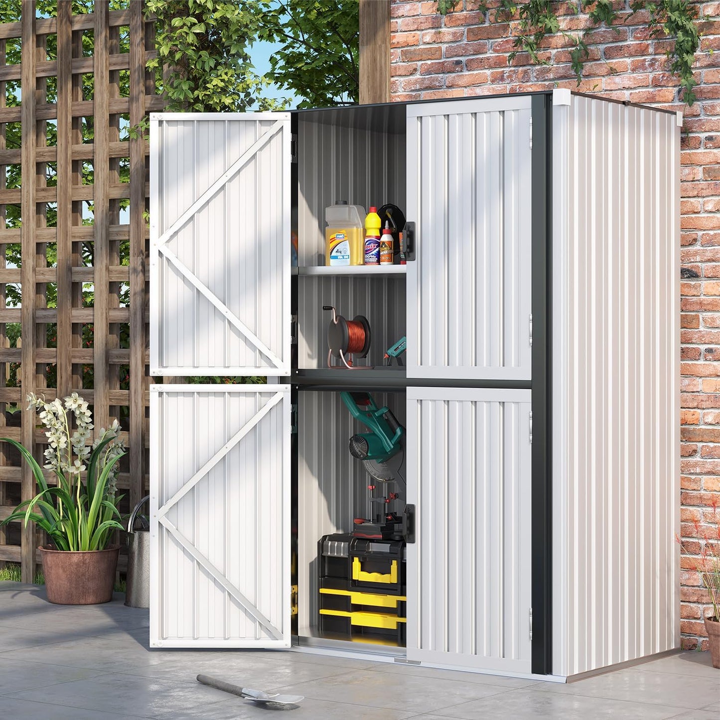 YODOLLA Outdoor Cabinet Outdoor Storage Cabinet, White