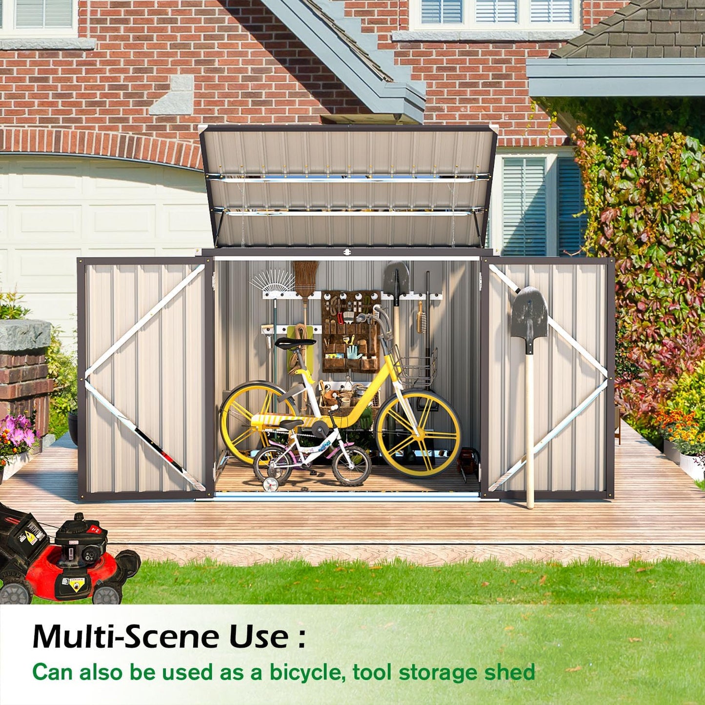 YODOLLA 46 Cu.Ft Outdoor Horizontal Storage Shed, Brown