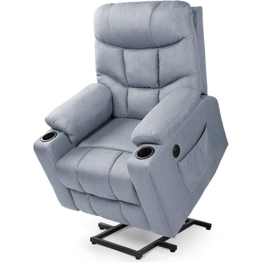 YODOLLA Massage Power Lift Recliner for Elderly, Linen Fabric, Grey