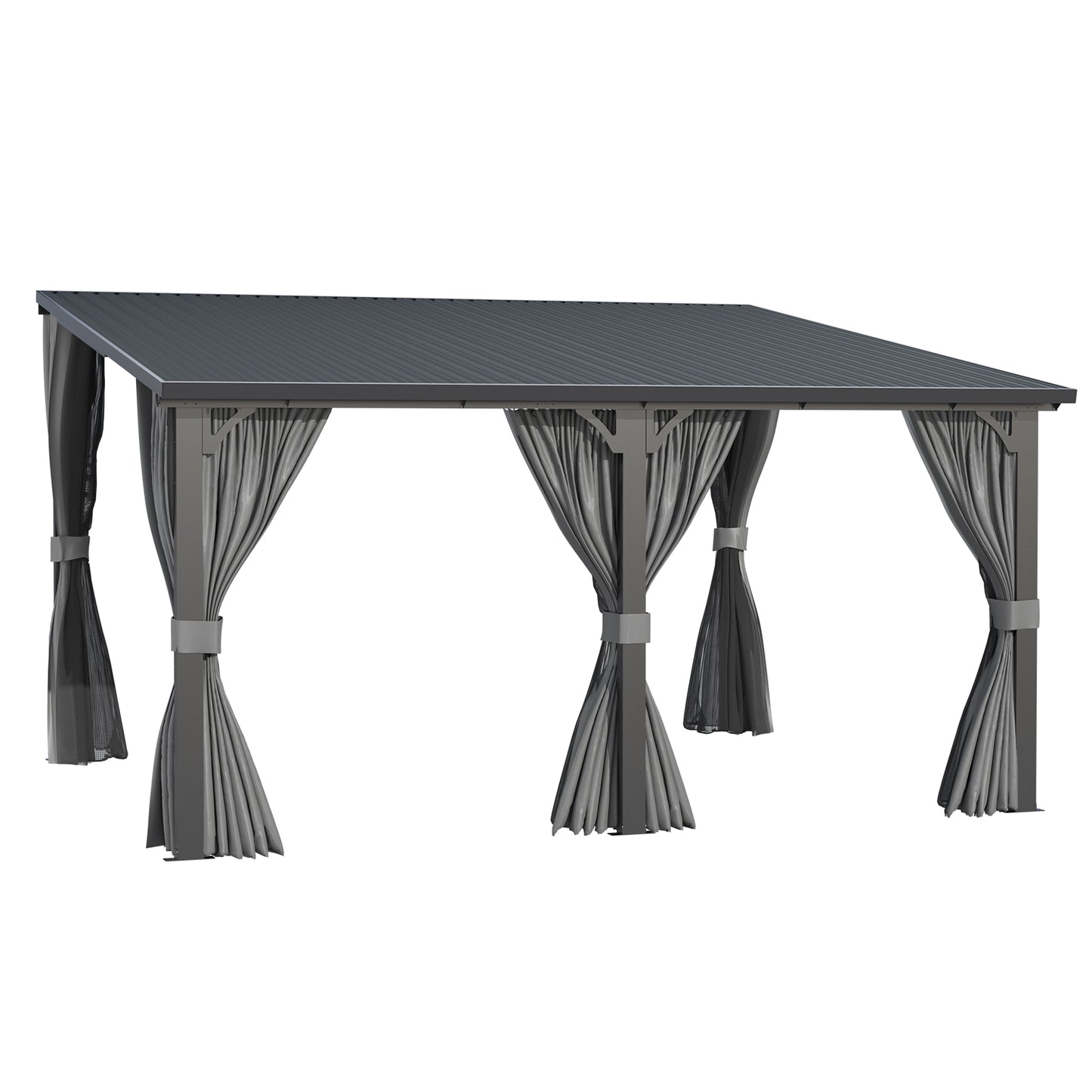 YODOLLA 12' x 14' Outdoor Hardtop Metal Gazebo for Patio Galvanized Steel Pergolas