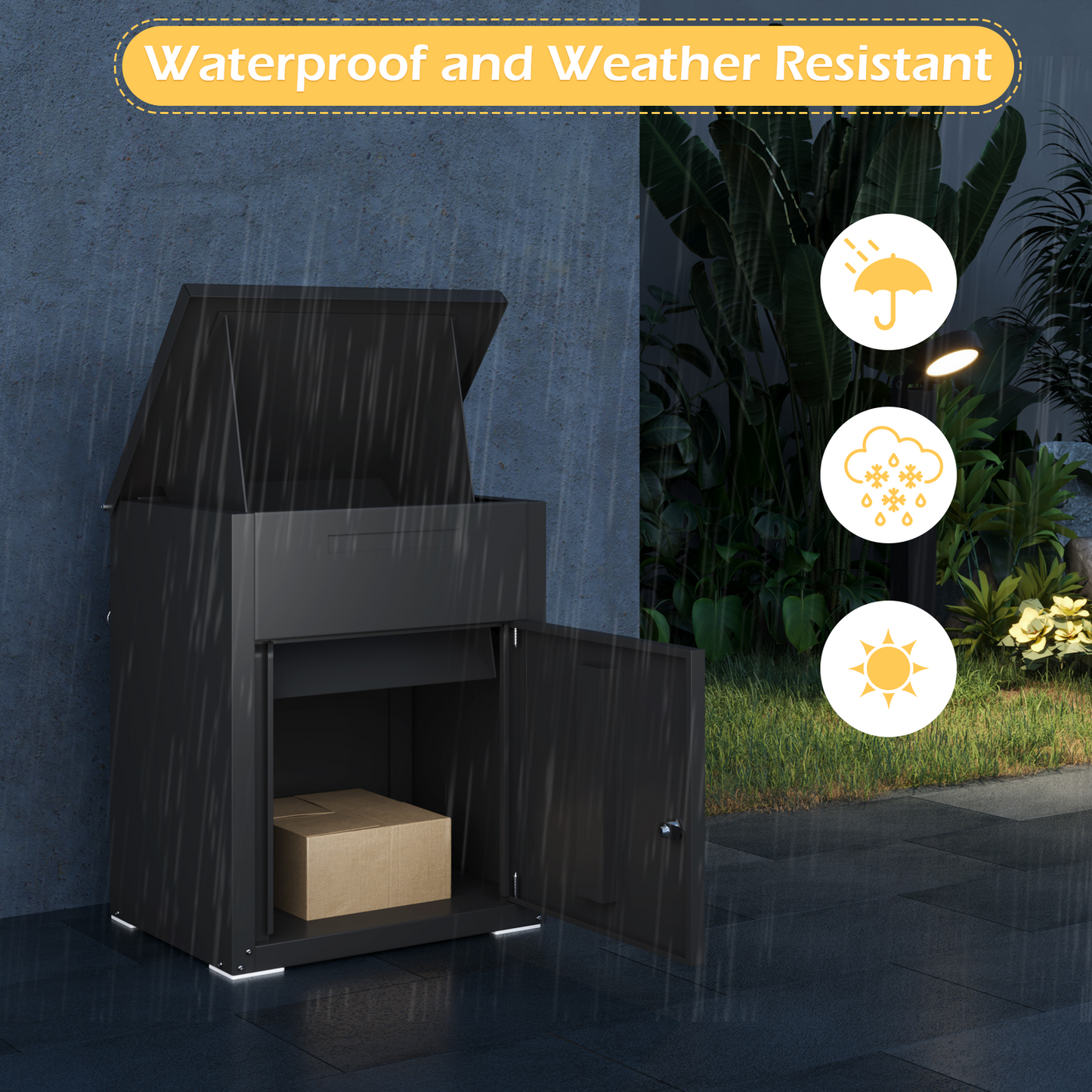 YODOLLA Package Delivery Box for Outside, Black (13.7" x 17.7" x 21.6")