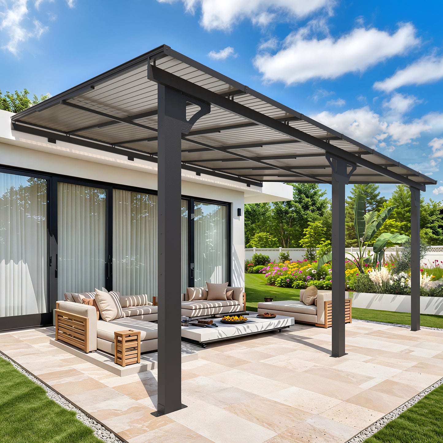 YODOLLA 14' × 10’ Adjustable Height Outdoor Gazebo Pergola for Patio