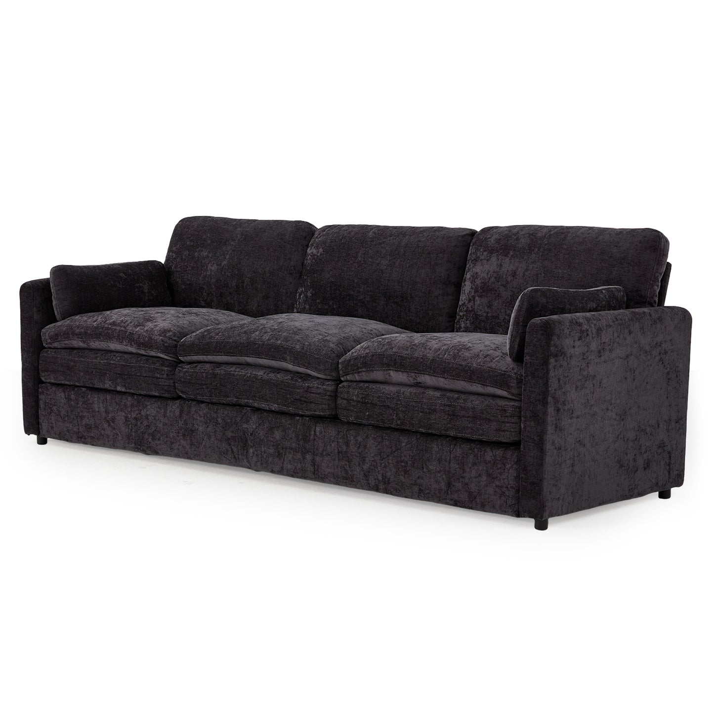 YODOLLA 89" Chenille Sofa, 3-Seater, 2 Removable Pillows, Black
