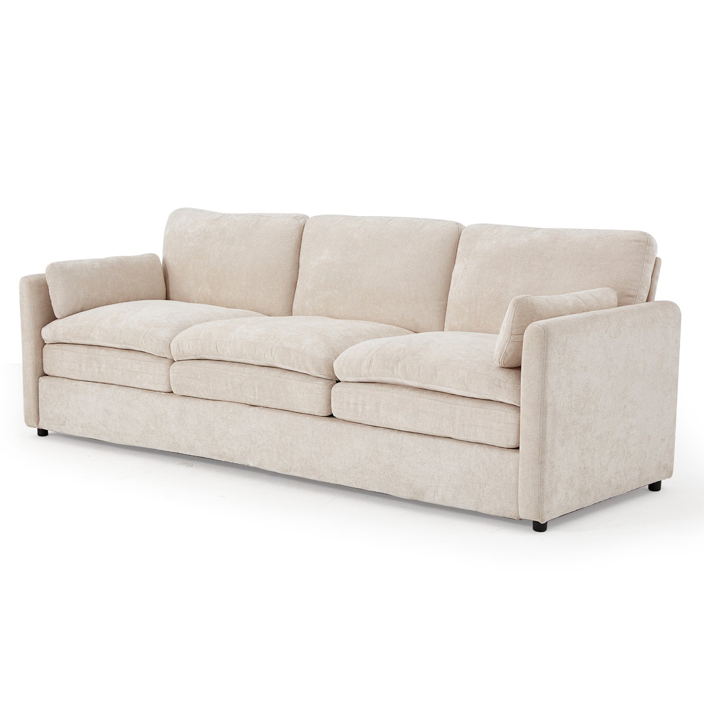 YODOLLA 89" Chenille Sofa, 3-Seater, 2 Removable Pillows, Cream White