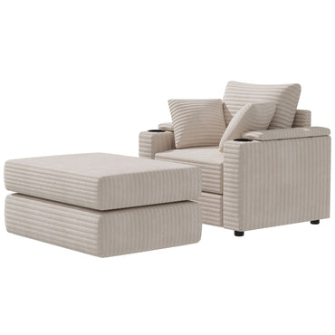 YODOLLA Chaise Lounge Chair Indoor, Oversized Sleeper Chair with Ottoman, Comfy Reading Sofa Armchair