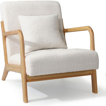 YODOLLA Accent Chair Reading Armchair, Teddy Fleece White