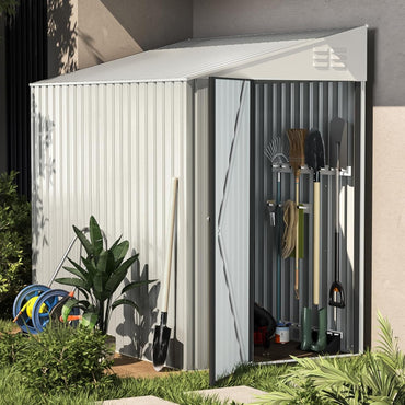 YODOLLA 4' x 7' Outdoor Lean to Storage Shed, White