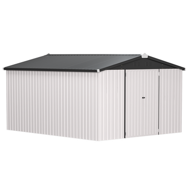 YODOLLA 10x14 Metal Outdoor Storage Garden Shed, White